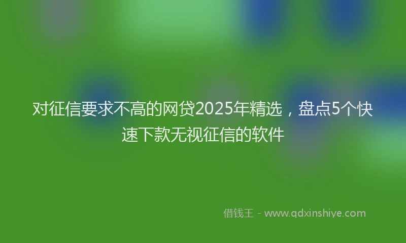 对征信要求不高的网贷2025年精选，盘点5个快速下款无视征信的软件