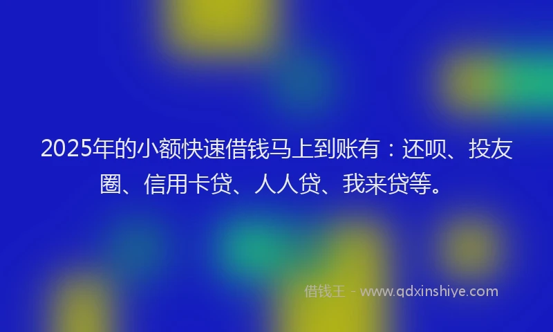 2025年的小额快速借钱马上到账有：还呗、投友圈、信用卡贷、人人贷、我来贷等。