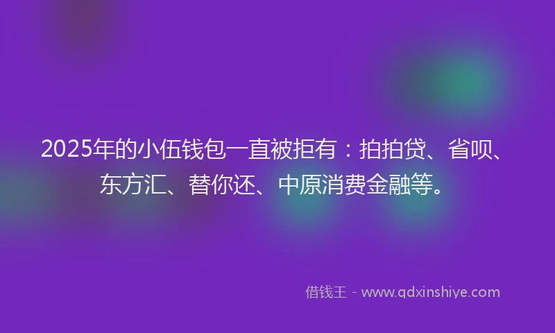 2025年的小伍钱包一直被拒有：拍拍贷、省呗、东方汇、替你还、中原消费金融等。