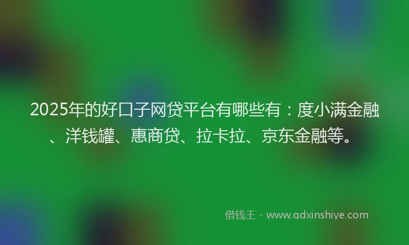 2025年的好口子网贷平台有哪些有：度小满金融、洋钱罐、惠商贷、拉卡拉、京东金融等。