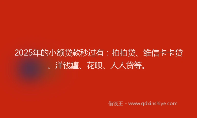 2025年的小额贷款秒过有：拍拍贷、维信卡卡贷、洋钱罐、花呗、人人贷等。