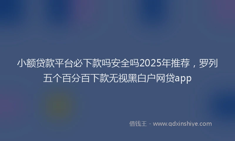 小额贷款平台必下款吗安全吗2025年推荐，罗列五个百分百下款无视黑白户网贷app