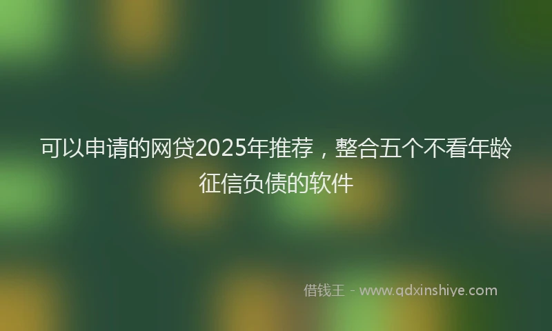 可以申请的网贷2025年推荐，整合五个不看年龄征信负债的软件