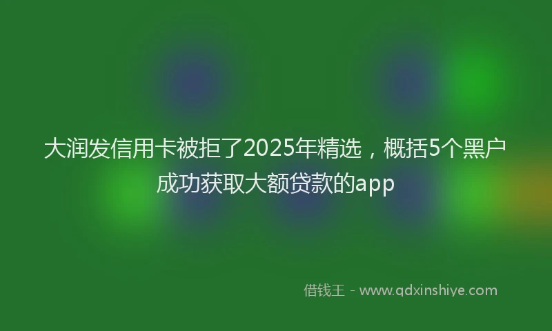 大润发信用卡被拒了2025年精选，概括5个黑户成功获取大额贷款的app