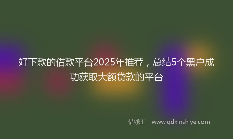 好下款的借款平台2025年推荐,总结5个黑户成功获取大额贷款的平台
