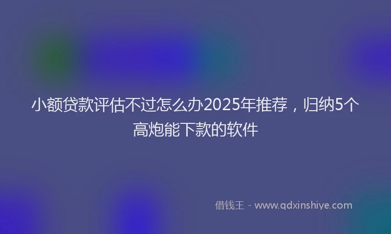 小额贷款评估不过怎么办2025年推荐，归纳5个高炮能下款的软件