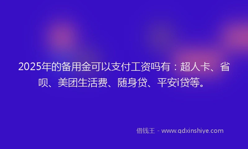 2025年的备用金可以支付工资吗有：超人卡、省呗、美团生活费、随身贷、平安i贷等。