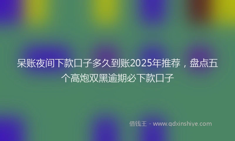 呆账夜间下款口子多久到账2025年推荐，盘点五个高炮双黑逾期必下款口子