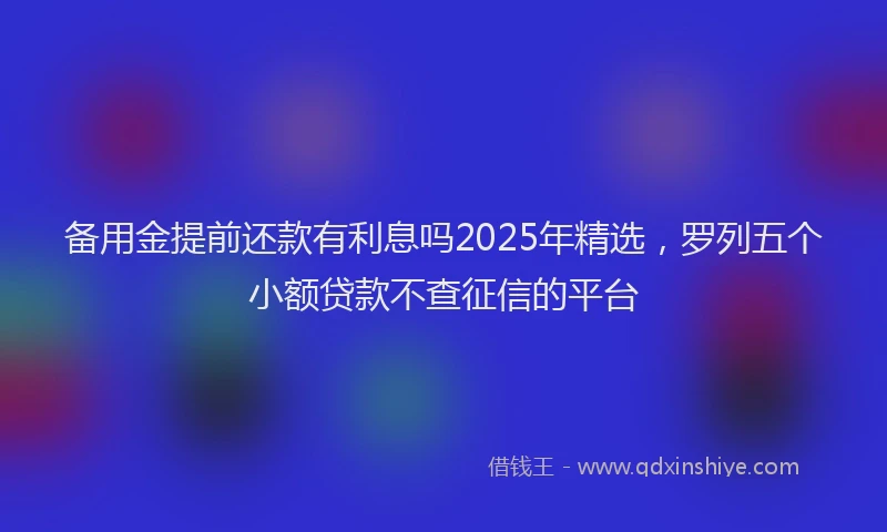 备用金提前还款有利息吗2025年精选，罗列五个小额贷款不查征信的平台