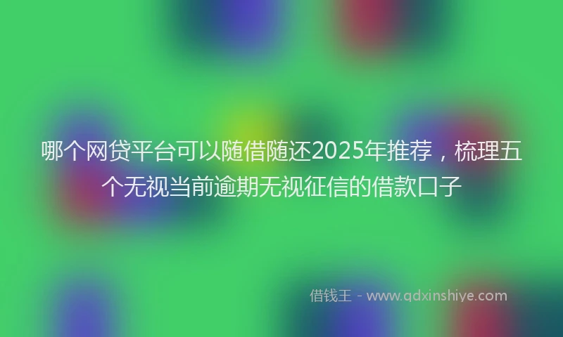 哪个网贷平台可以随借随还2025年推荐，梳理五个无视当前逾期无视征信的借款口子