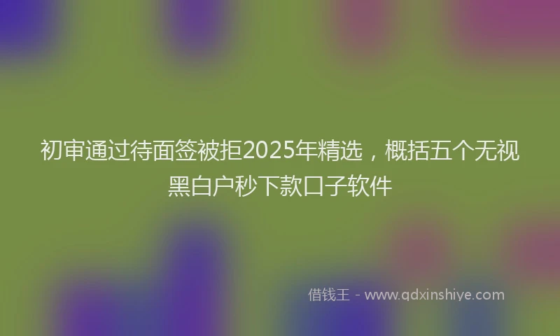 初审通过待面签被拒2025年精选，概括五个无视黑白户秒下款口子软件