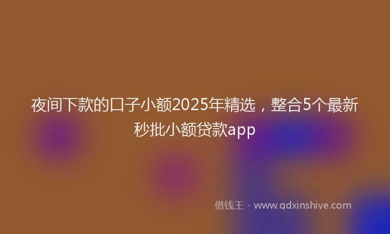 夜间下款的口子小额2025年精选，整合5个最新秒批小额贷款app