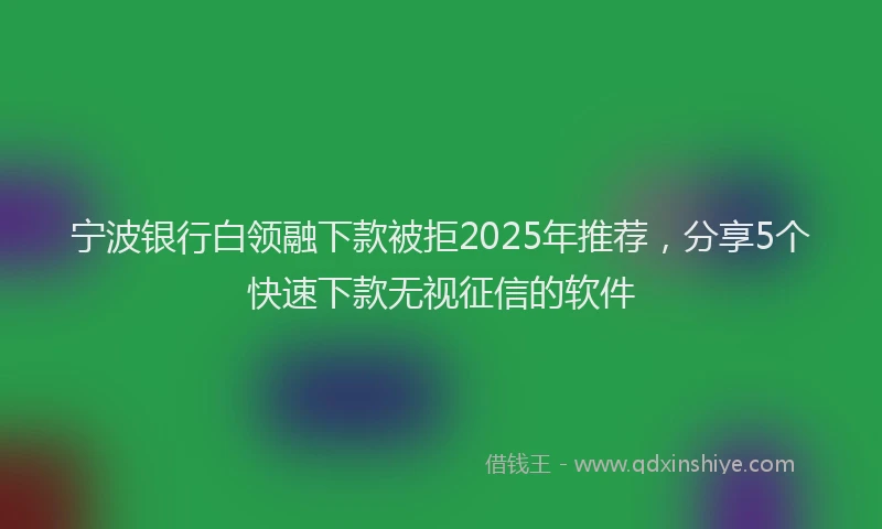 宁波银行白领融下款被拒2025年推荐，分享5个快速下款无视征信的软件