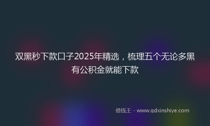 双黑秒下款口子2025年精选，梳理五个无论多黑有公积金就能下款