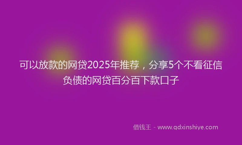 可以放款的网贷2025年推荐，分享5个不看征信负债的网贷百分百下款口子