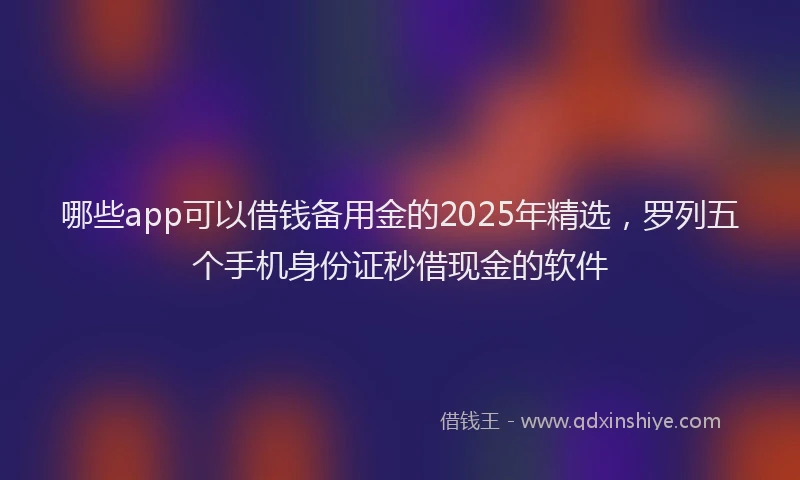 哪些app可以借钱备用金的2025年精选，罗列五个手机身份证秒借现金的软件