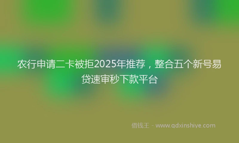 农行申请二卡被拒2025年推荐，整合五个新号易贷速审秒下款平台