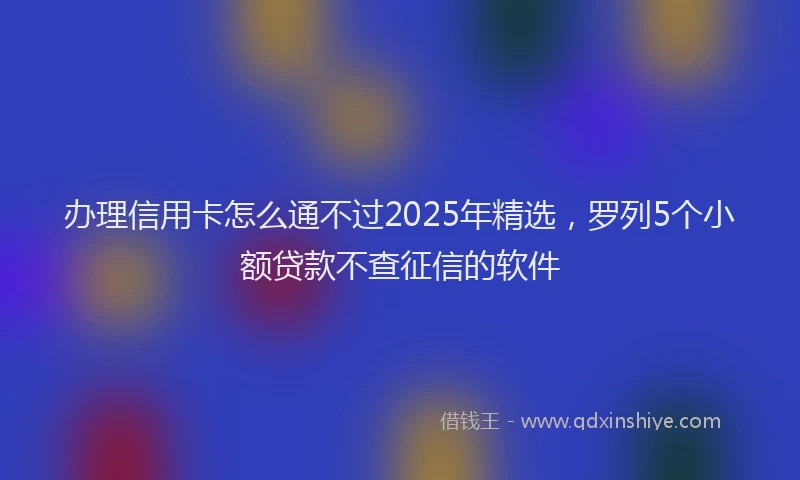 办理信用卡怎么通不过2025年精选，罗列5个小额贷款不查征信的软件