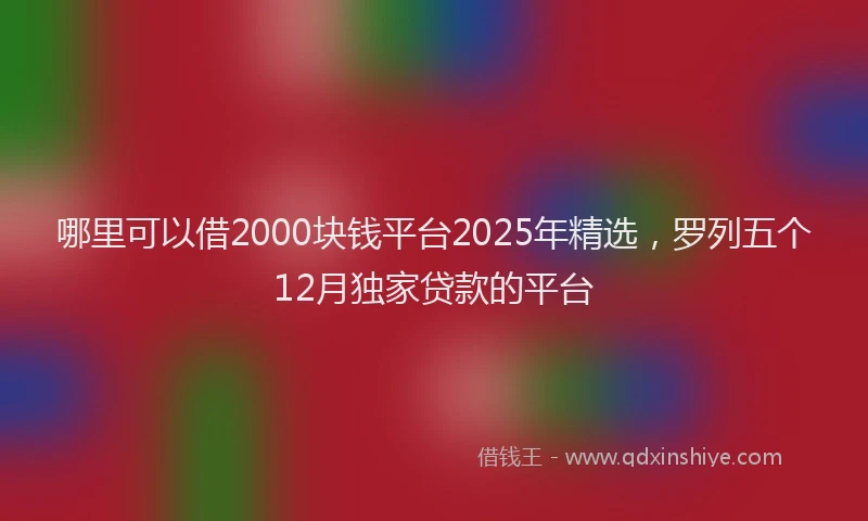 哪里可以借2000块钱平台2025年精选，罗列五个12月独家贷款的平台