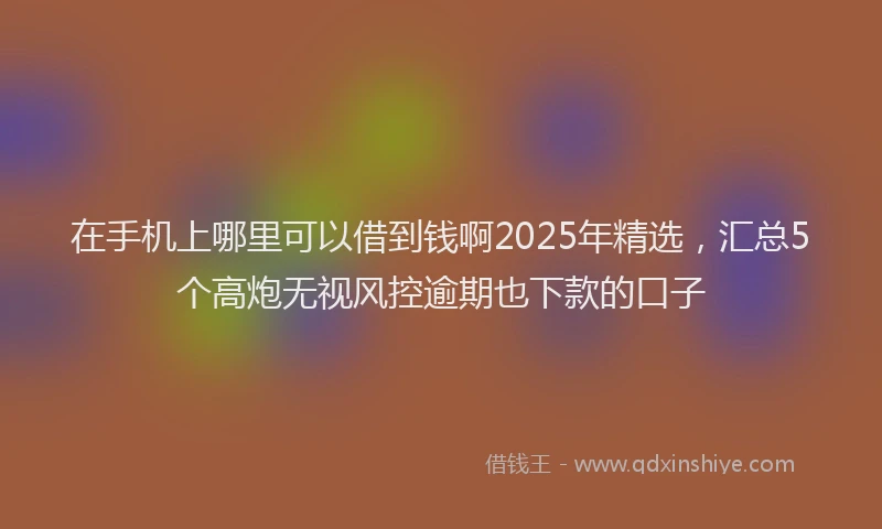 在手机上哪里可以借到钱啊2025年精选，汇总5个高炮无视风控逾期也下款的口子