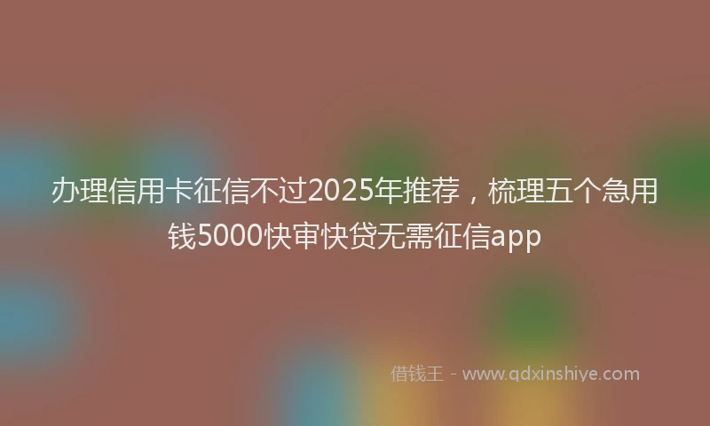 办理信用卡征信不过2025年推荐，梳理五个急用钱5000快审快贷无需征信app