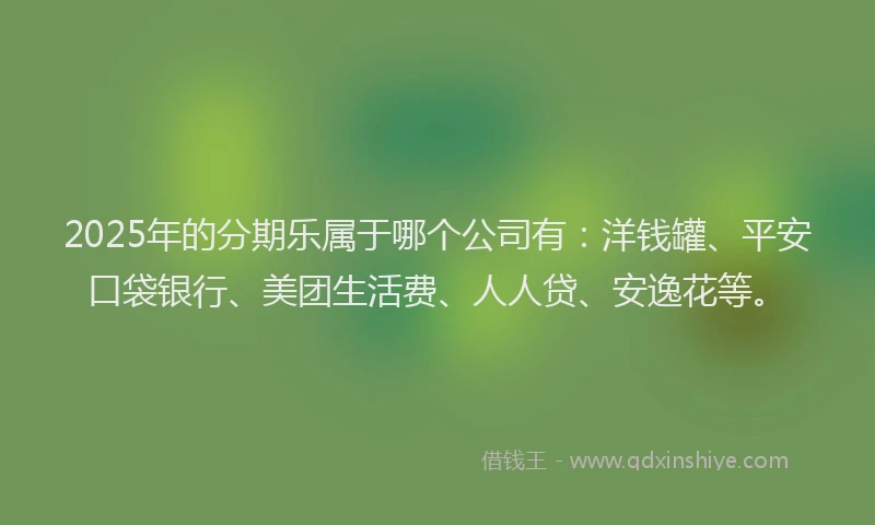 2025年的分期乐属于哪个公司有：洋钱罐、平安口袋银行、美团生活费、人人贷、安逸花等。