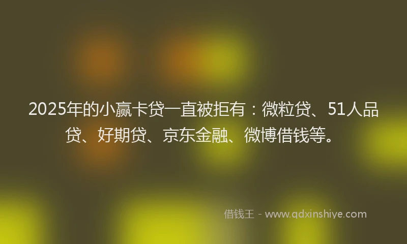 2025年的小赢卡贷一直被拒有：微粒贷、51人品贷、好期贷、京东金融、微博借钱等。