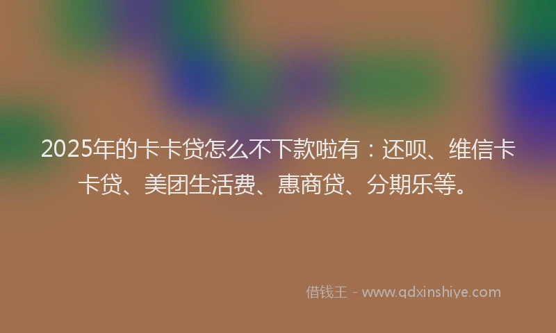 2025年的卡卡贷怎么不下款啦有：还呗、维信卡卡贷、美团生活费、惠商贷、分期乐等。