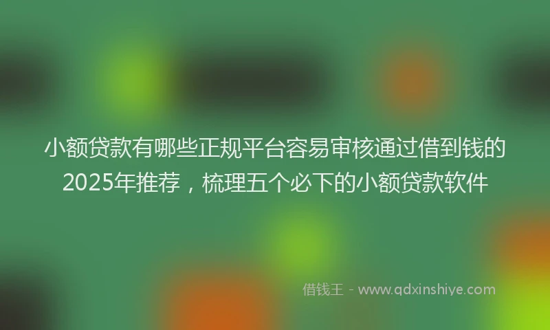 小额贷款有哪些正规平台容易审核通过借到钱的2025年推荐，梳理五个必下的小额贷款软件