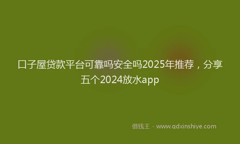 口子屋贷款平台可靠吗安全吗2025年推荐，分享五个2024放水app
