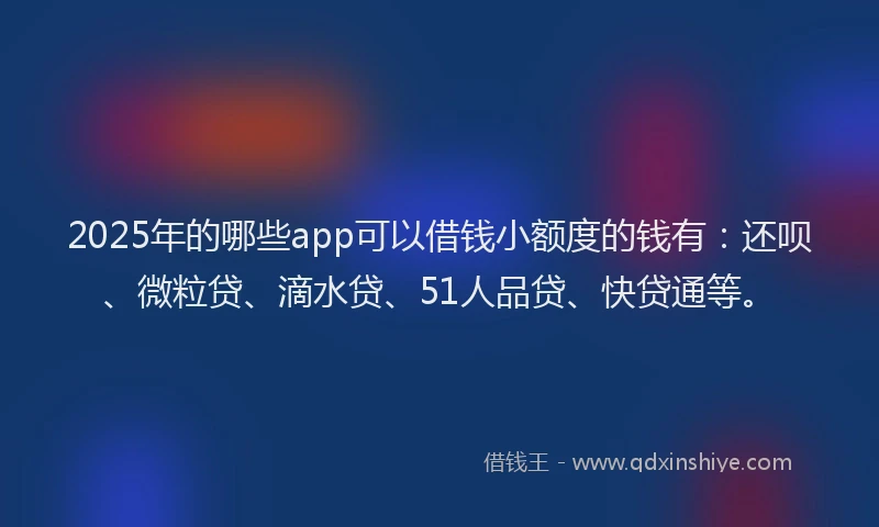 2025年的哪些app可以借钱小额度的钱有：还呗、微粒贷、滴水贷、51人品贷、快贷通等。