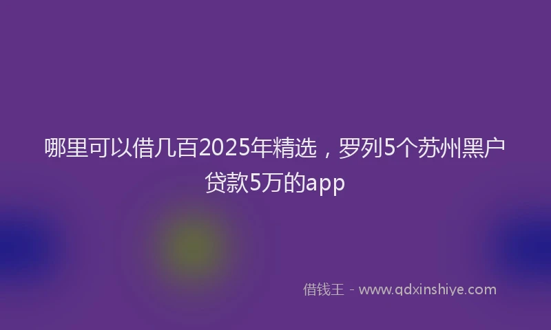 哪里可以借几百2025年精选，罗列5个苏州黑户贷款5万的app