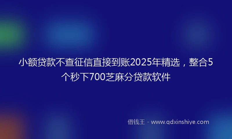 小额贷款不查征信直接到账2025年精选，整合5个秒下700芝麻分贷款软件