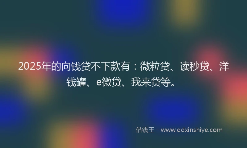 2025年的向钱贷不下款有：微粒贷、读秒贷、洋钱罐、e微贷、我来贷等。