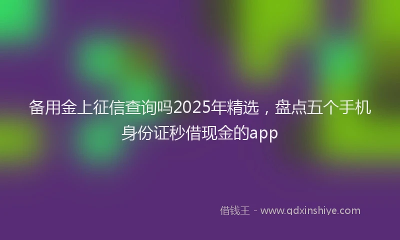 备用金上征信查询吗2025年精选，盘点五个手机身份证秒借现金的app