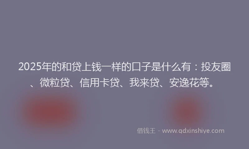2025年的和贷上钱一样的口子是什么有：投友圈、微粒贷、信用卡贷、我来贷、安逸花等。
