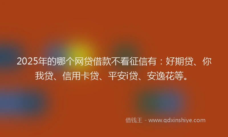 2025年的哪个网贷借款不看征信有：好期贷、你我贷、信用卡贷、平安i贷、安逸花等。