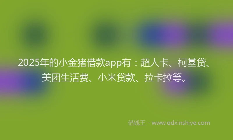 2025年的小金猪借款app有：超人卡、柯基贷、美团生活费、小米贷款、拉卡拉等。