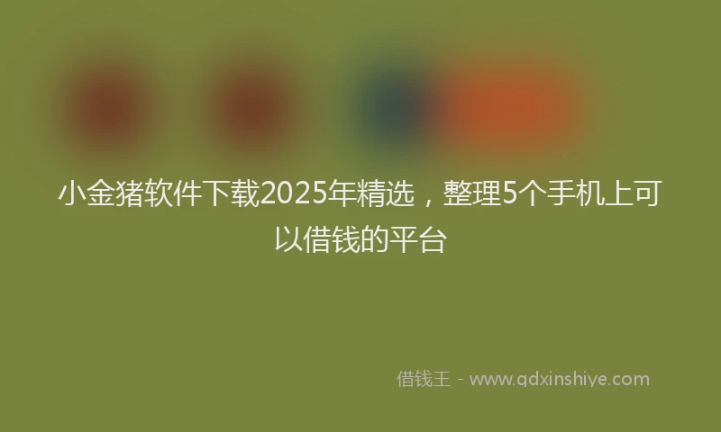小金猪软件下载2025年精选，整理5个手机上可以借钱的平台