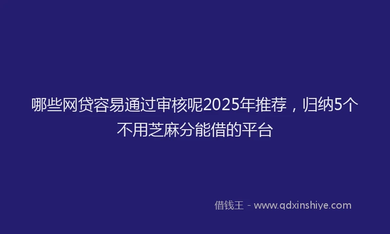 哪些网贷容易通过审核呢2025年推荐，归纳5个不用芝麻分能借的平台