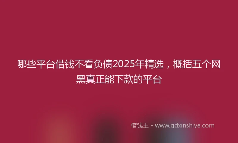 哪些平台借钱不看负债2025年精选，概括五个网黑真正能下款的平台