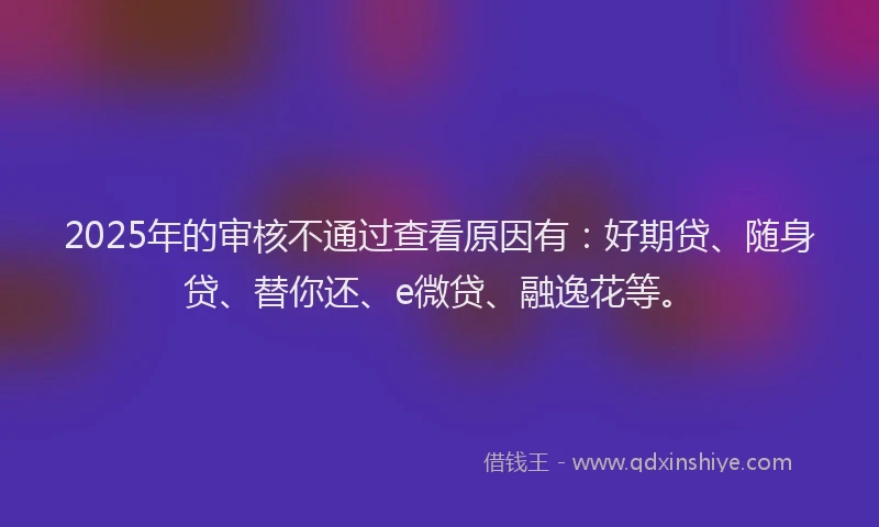 2025年的审核不通过查看原因有：好期贷、随身贷、替你还、e微贷、融逸花等。