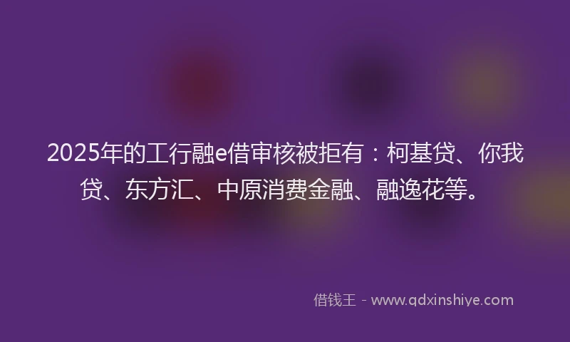 2025年的工行融e借审核被拒有：柯基贷、你我贷、东方汇、中原消费金融、融逸花等。