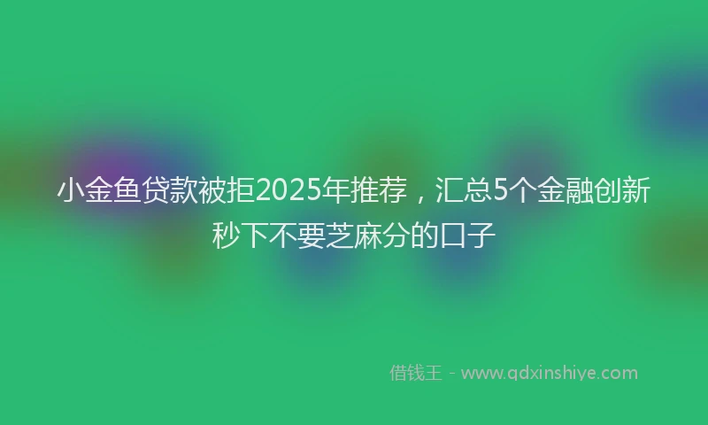 小金鱼贷款被拒2025年推荐，汇总5个金融创新秒下不要芝麻分的口子