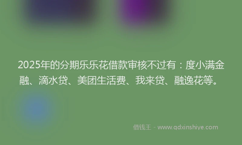 2025年的分期乐乐花借款审核不过有：度小满金融、滴水贷、美团生活费、我来贷、融逸花等。