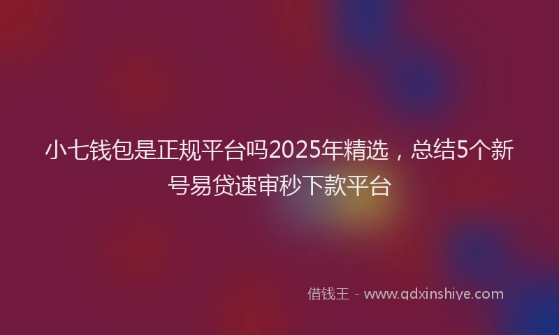 小七钱包是正规平台吗2025年精选，总结5个新号易贷速审秒下款平台