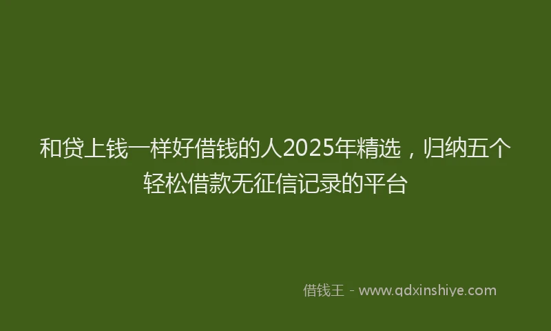 和贷上钱一样好借钱的人2025年精选，归纳五个轻松借款无征信记录的平台
