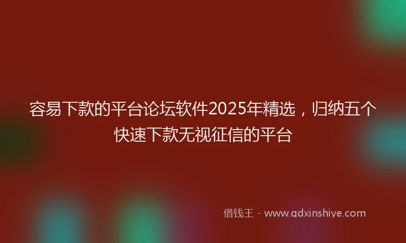 容易下款的平台论坛软件2025年精选，归纳五个快速下款无视征信的平台