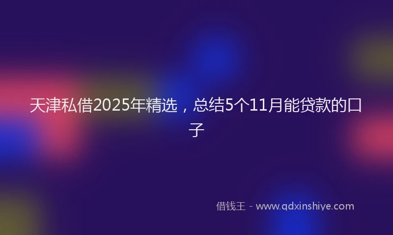 天津私借2025年精选，总结5个11月能贷款的口子