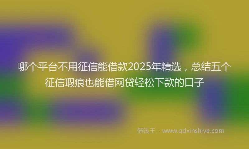 哪个平台不用征信能借款2025年精选，总结五个征信瑕疵也能借网贷轻松下款的口子